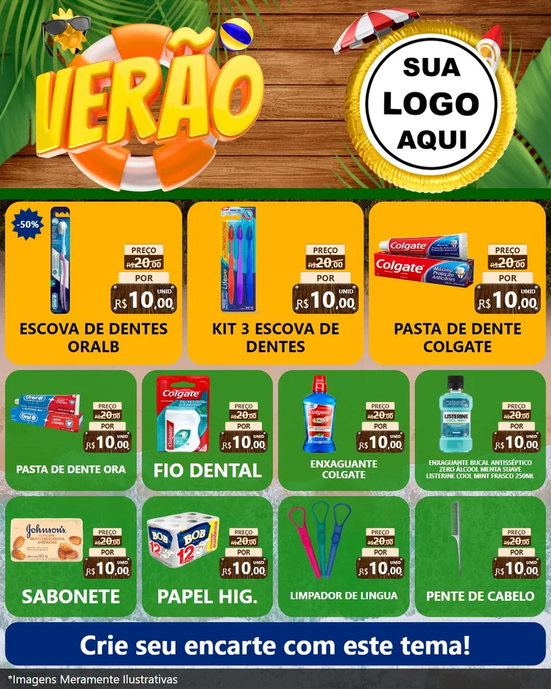 Modelo de Rede Social para Feed Instagram com o tema Verão para Higiene Pessoal