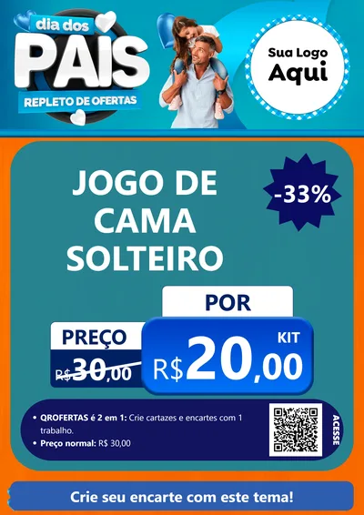 Modelo de Cartaz para Cartaz A4 Vertical com o tema Dia Dos Pais Repleto de Ofertas para Cama, Mesa e Banho
