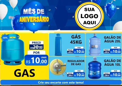 Modelo de Encarte para Encarte A4 Horizontal com o tema Mês de Aniversário para Água e gás