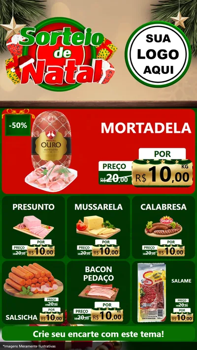 Modelo de Rede Social para Stories com o tema Sorteio de Natal para Frios e Laticínios
