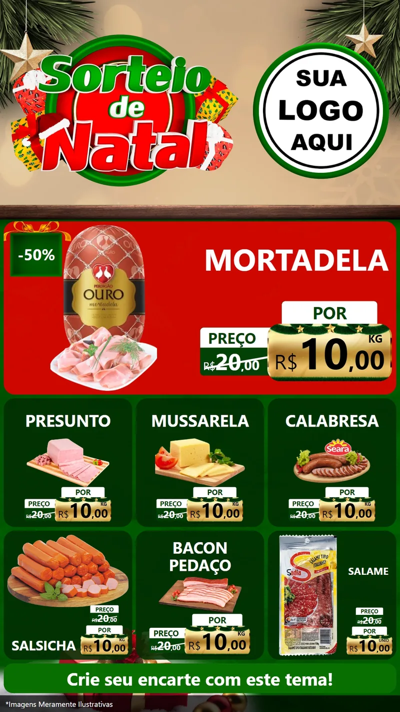 Modelo de Rede Social para Stories com o tema Sorteio de Natal para Frios e Laticínios