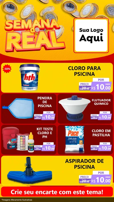 Modelo de TV para TV Vertical com o tema Semana do Real para Produtos para Piscina