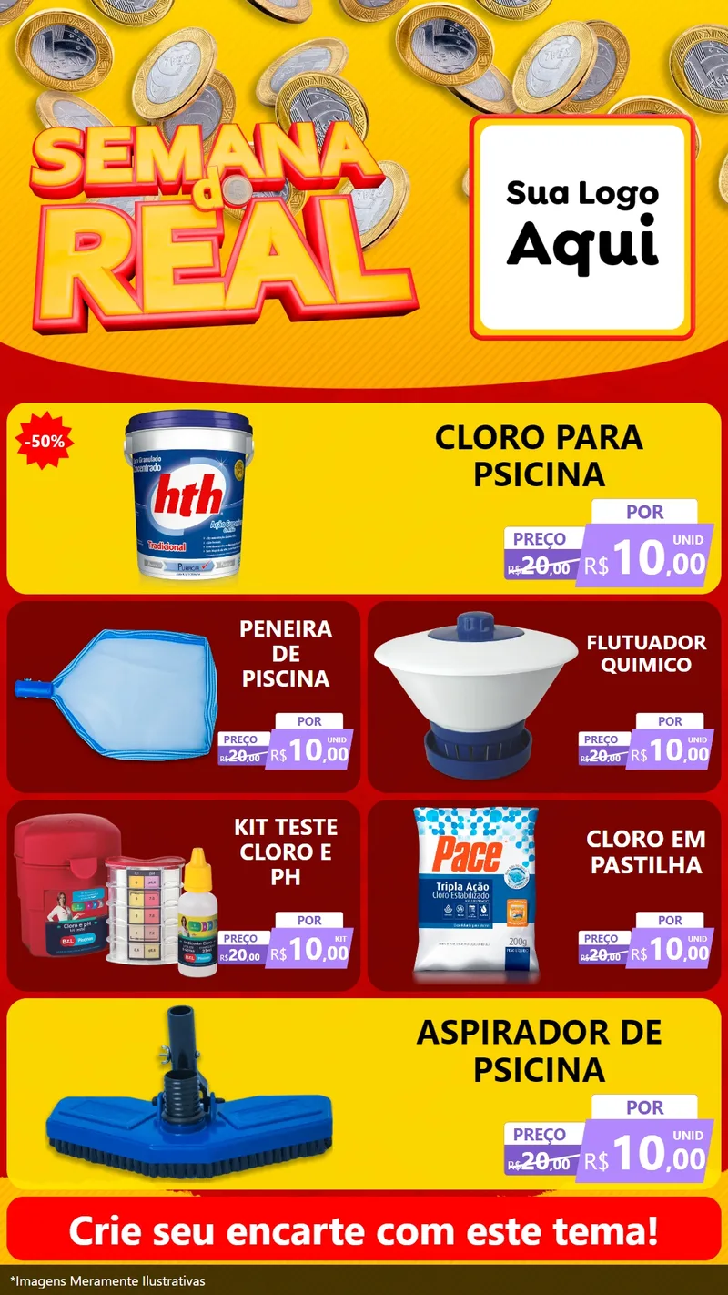 Modelo de TV para TV Vertical com o tema Semana do Real para Produtos para Piscina