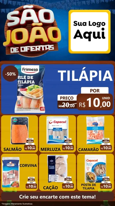 Modelo de Rede Social para Stories com o tema São João Ofertas Imbatíveis! - Junina para Peixaria