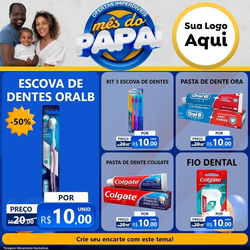 Modelo de Rede Social para Feed Facebook com o tema Ofertas Imperdíveis Mês Do Papai para Higiene Pessoal