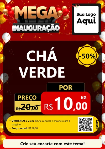 Modelo de Cartaz para Cartaz A4 Vertical com o tema Mega Inauguração para Produtos Naturais