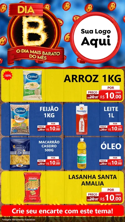 Modelo de TV para TV Vertical com o tema Dia B - O Dia Mais Barato Do Mês para Supermercado