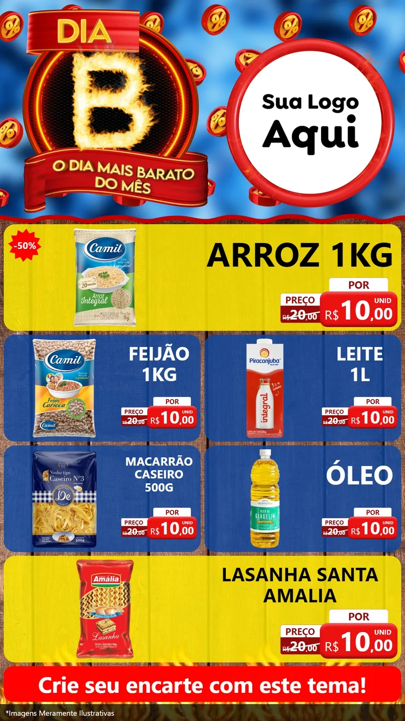 Modelo de TV para TV Vertical com o tema Dia B - O Dia Mais Barato Do Mês para Supermercado