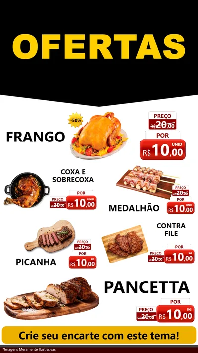 Modelo de TV para TV Vertical com o tema Ofertas Preto e Vermelho Cartaz para Assados