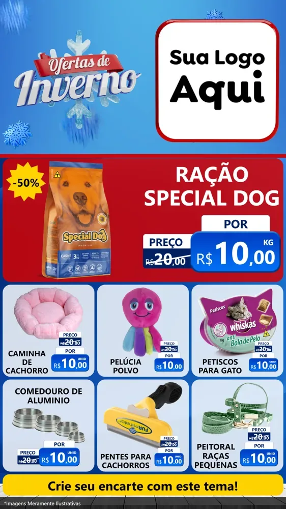 Modelo de Rede Social para Stories com o tema Ofertas de Inverno para Pet Shop