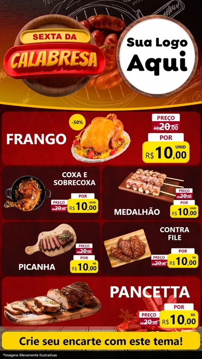 Modelo de TV para TV Vertical com o tema Sexta da Calabresa para Assados