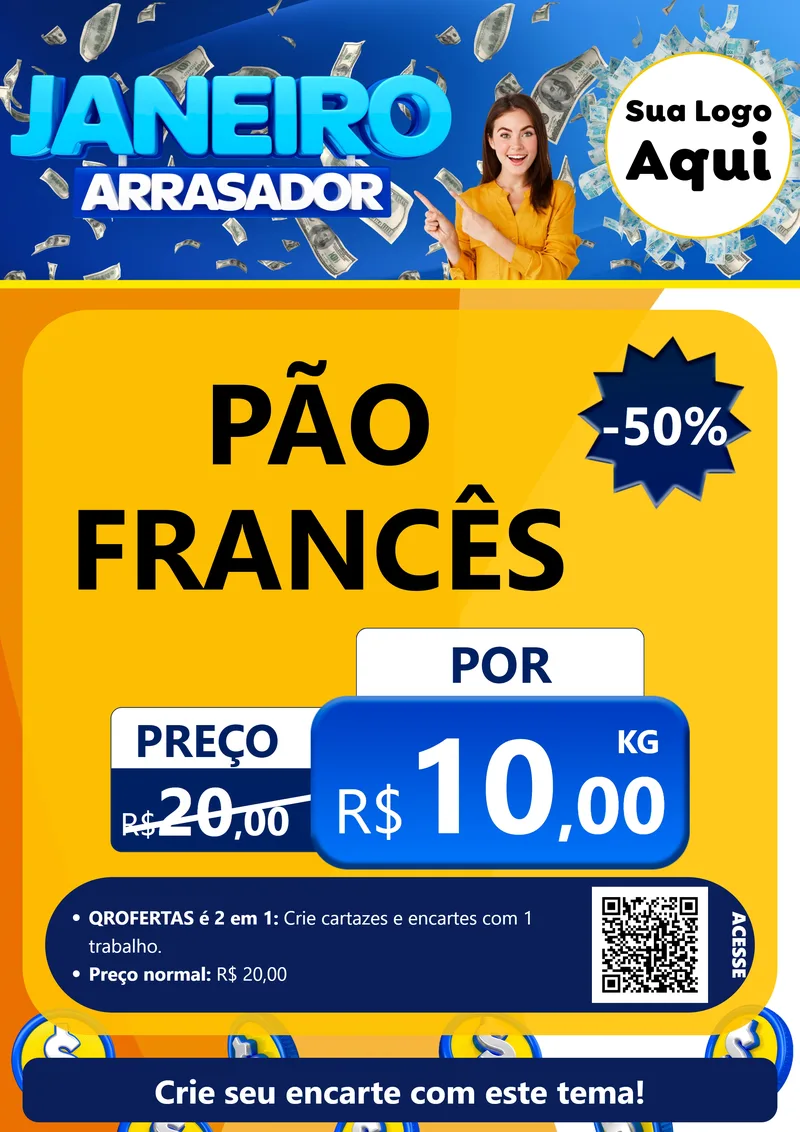 Modelo de Cartaz para Cartaz A4 Vertical com o tema Janeiro Arrasador para Padaria