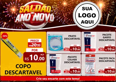 Modelo de Encarte para Encarte A4 Horizontal com o tema Saldão de Ano Novo para Embalagens