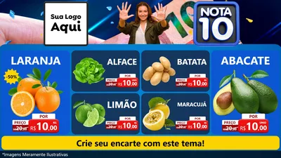 Modelo de TV para TV Horizontal com o tema Nota 10 para Hortifrúti