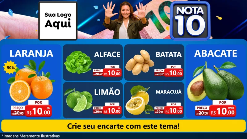 Modelo de TV para TV Horizontal com o tema Nota 10 para Hortifrúti