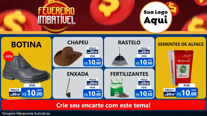 Modelo de TV para TV Horizontal com o tema Fevereiro Imbatível para Agropecuária