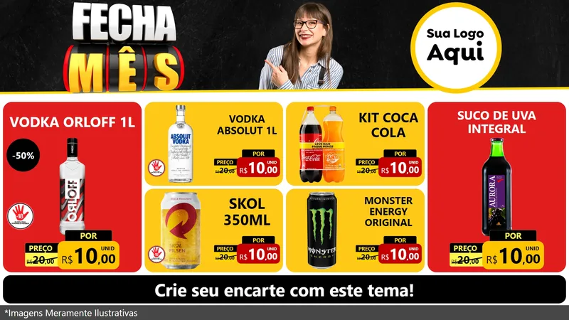 Modelo de TV para TV Horizontal com o tema Fecha Mês para Distribuidora de bebidas