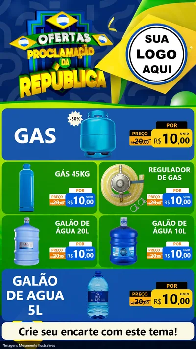 Modelo de TV para TV Vertical com o tema Ofertas Proclamação da República para Água e gás