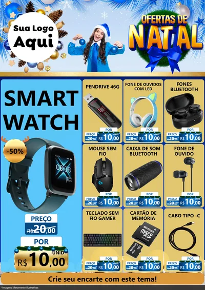 Modelo de Encarte para Encarte A4 Vertical com o tema Ofertas de Natal para Informática