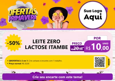 Modelo de Cartaz para Cartaz A4 Horizontal com o tema Ofertas Da Primavera para Frios e Laticínios