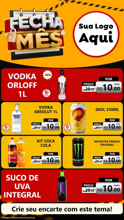 Modelo de TV para TV Vertical com o tema Fecha Mês para Distribuidora de bebidas