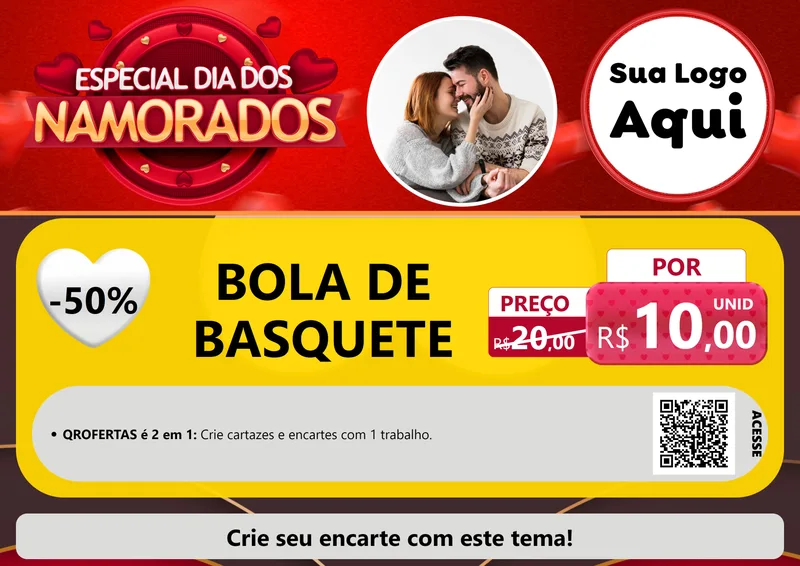 Modelo de Cartaz para Cartaz A4 Horizontal com o tema Especial Dia Dos Namorados para Artigos Esportivos