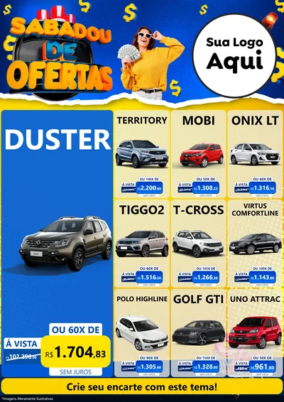 Modelo de Encarte para Encarte A4 Vertical com o tema Sabadou de Ofertas para Concessionaria de Carros