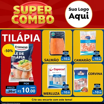 Modelo de Rede Social para Feed Facebook com o tema Super Combo para Peixaria