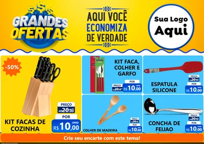 Modelo de Encarte para Encarte A4 Horizontal com o tema Grandes Ofertas para Utilidades Domésticas