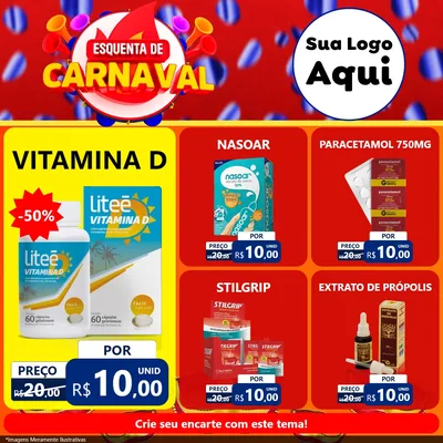 Modelo de Rede Social para Feed Facebook com o tema Esquenta de Carnaval para Farmácia