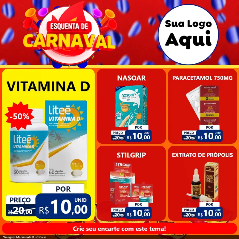 Modelo de Rede Social para Feed Facebook com o tema Esquenta de Carnaval para Farmácia
