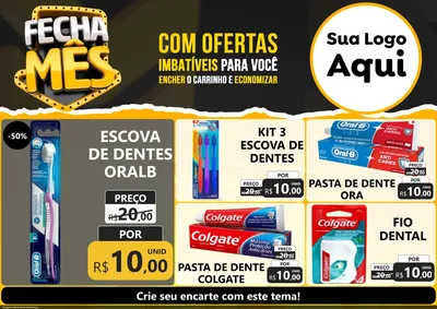Modelo de Encarte para Encarte A4 Horizontal com o tema Fecha Mês para Higiene Pessoal