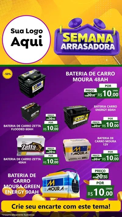 Modelo de TV para TV Vertical com o tema Semana Arrasadora para Baterias Elétricas
