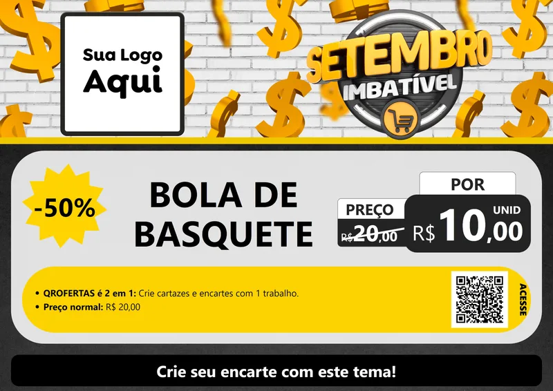 Modelo de Cartaz para Cartaz A4 Horizontal com o tema Setembro Imbatível para Artigos Esportivos