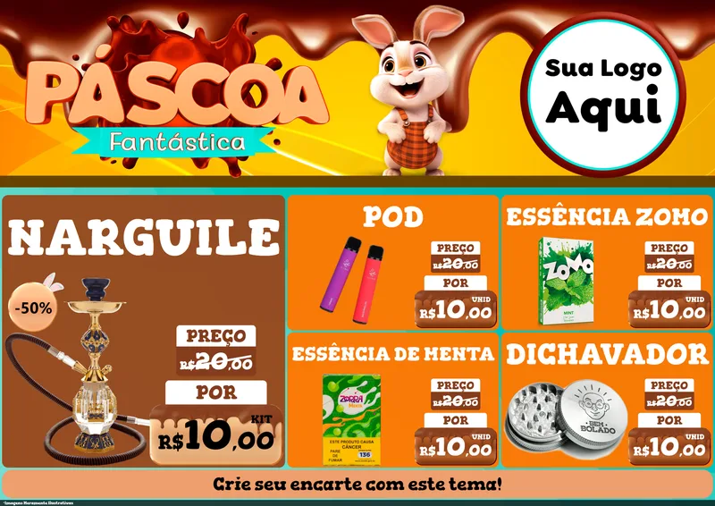 Modelo de Encarte para Encarte A4 Horizontal com o tema Páscoa Fantástica para Tabacaria
