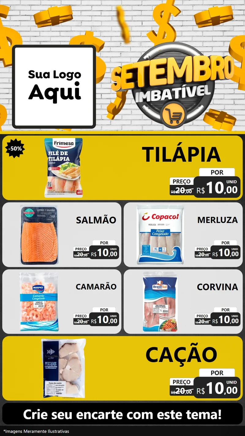 Modelo de TV para TV Vertical com o tema Setembro Imbatível para Peixaria