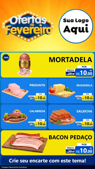 Modelo de TV para TV Vertical com o tema Ofertas de Fevereiro para Frios e Laticínios
