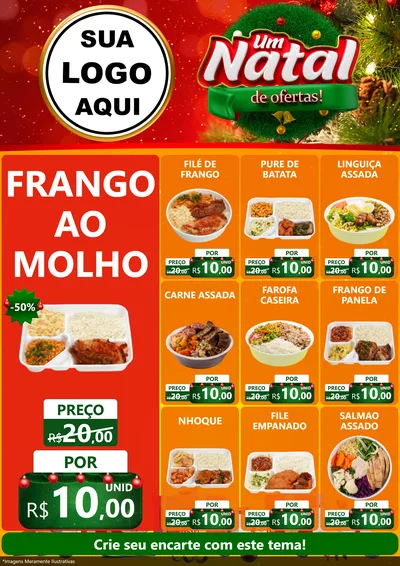 Modelo de Encarte para Encarte A4 Vertical com o tema Um Natal de Ofertas para Restaurante