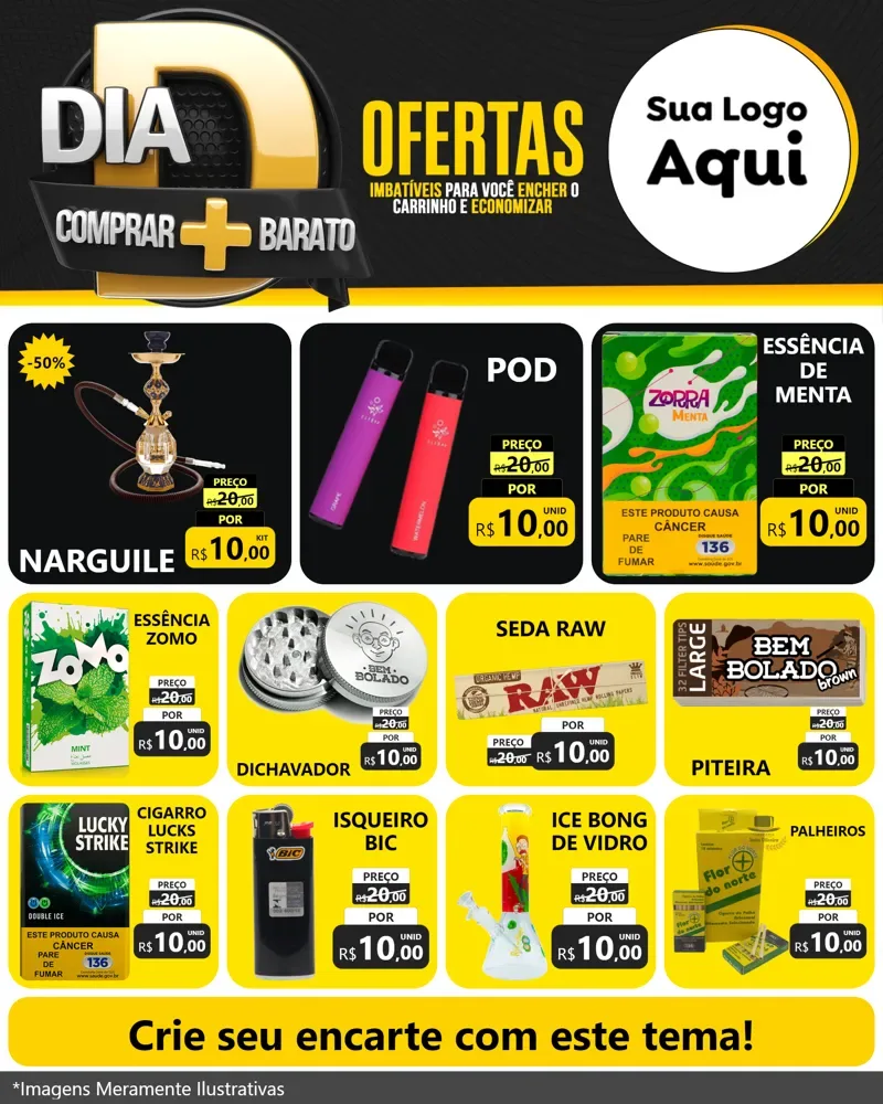 Modelo de Rede Social para Feed Instagram com o tema Dia D Mais Economia para Tabacaria