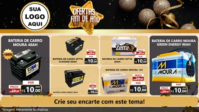 Modelo de TV para TV Horizontal com o tema Ofertas de Fim de Ano para Baterias Elétricas