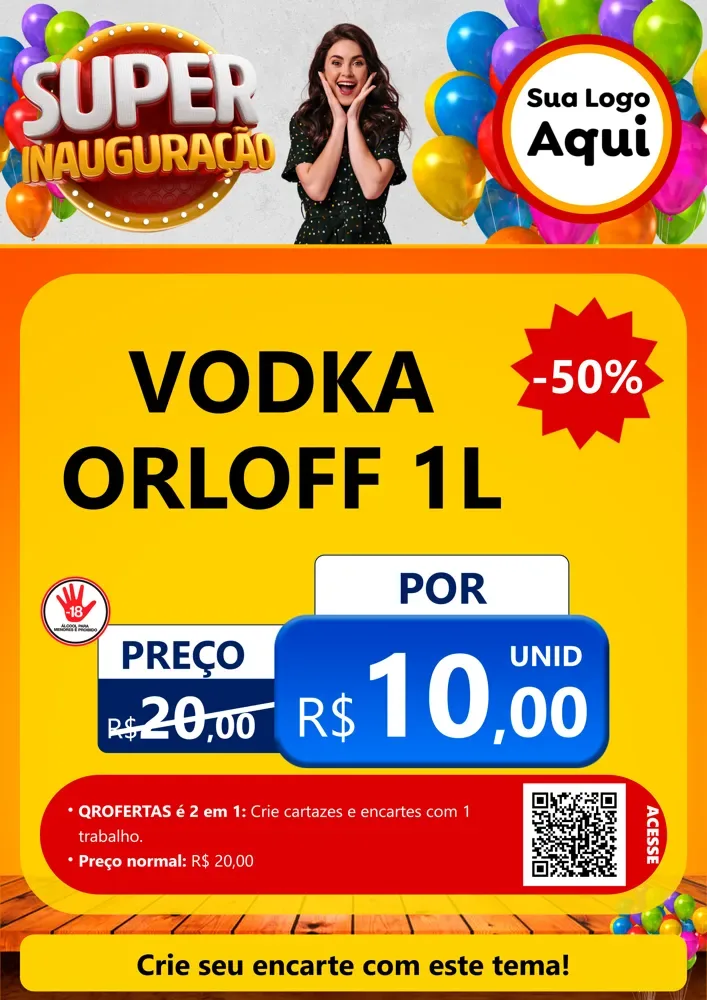 Modelo de Cartaz para Cartaz A4 Vertical com o tema Super Inauguração para Distribuidora de bebidas