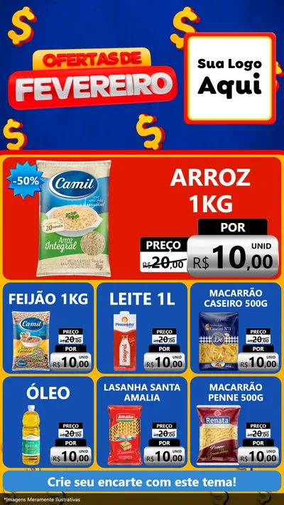 Modelo de Rede Social para Stories com o tema Ofertas de Fevereiro para Supermercado