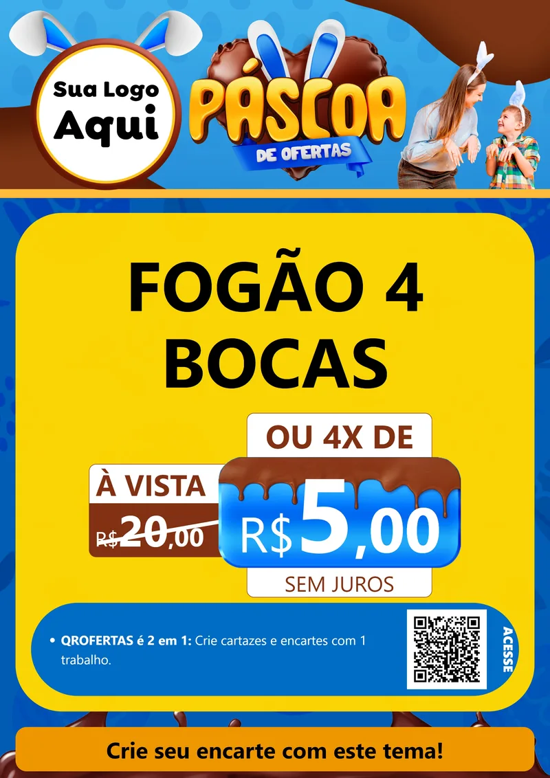 Modelo de Cartaz para Cartaz A4 Vertical com o tema Páscoa de Ofertas para Móveis e Eletro
