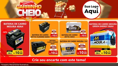 Modelo de TV para TV Horizontal com o tema Promoção carrinho cheio para Baterias Elétricas