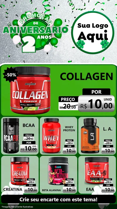 Modelo de Rede Social para Stories com o tema Promoção de Aniversário - 2 Anos para Suplementos alimentares
