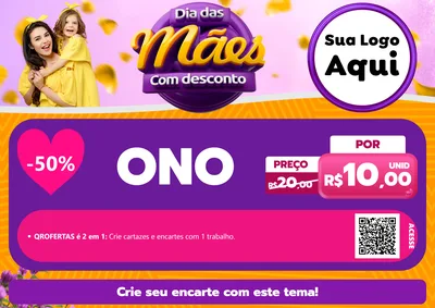 Modelo de Cartaz para Cartaz A4 Horizontal com o tema Dia das Mães com Desconto para Óticas