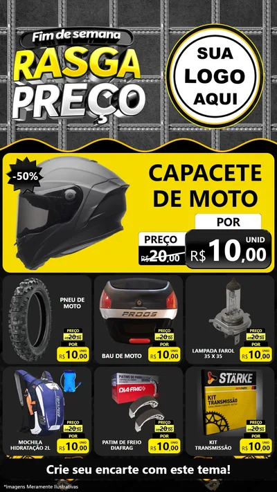 Modelo de Rede Social para Stories com o tema Fim de Semana Rasga Preço para Moto peças