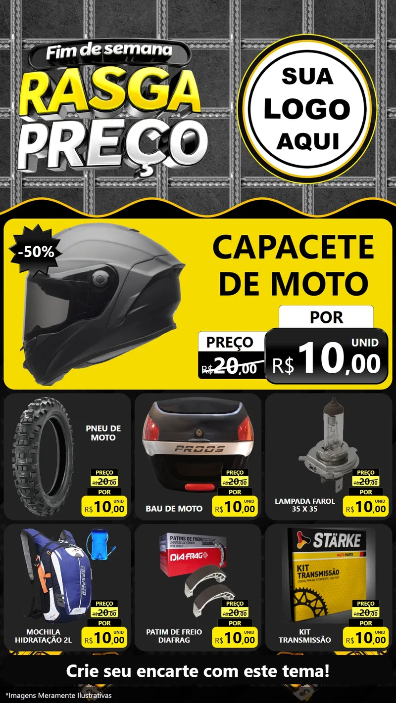 Modelo de Rede Social para Stories com o tema Fim de Semana Rasga Preço para Moto peças