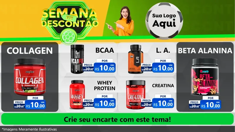 Modelo de TV para TV Horizontal com o tema Semana de Descontão - Copa para Suplementos alimentares