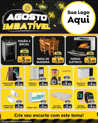 Modelo de Rede Social para Feed Instagram com o tema Agosto Imbatível para Móveis e Eletro